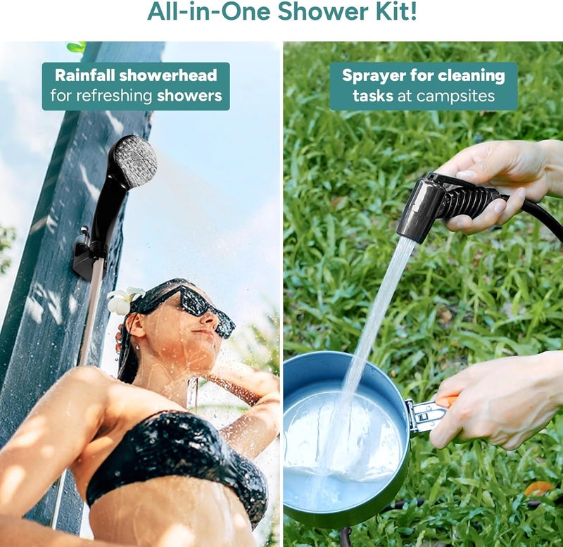 Dr. Prepare Portable Shower for Camping, Shower Pump with 8000mAh Battery, 2200mAh Battery with 4.5 Gallons Bucket - Image 2